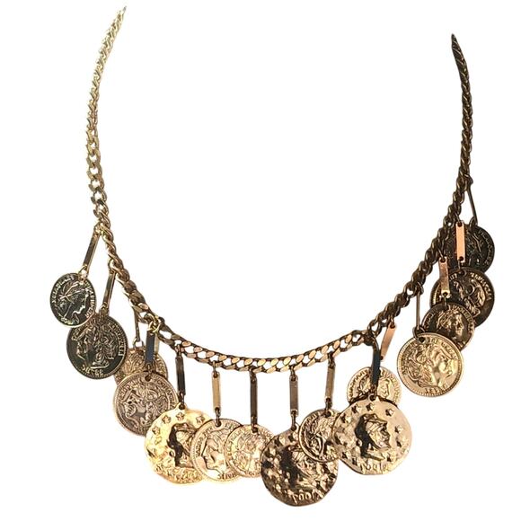 Rare Vtg Alexander the Great Francaise Republique Gold Tone Coin Necklace - Picture 4 of 6